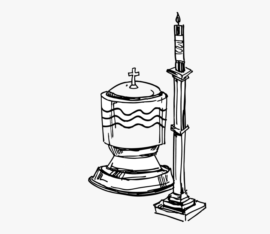 Baptism Candle Clipart - Baptismal Font Clip Art, Transparent Clipart