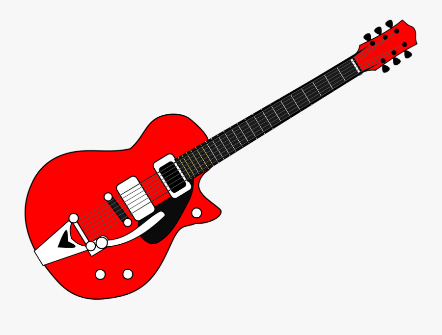 Guitar, Red, Black, Instrument, Heavy, Chord, Rock - Electric Guitar Clipart, Transparent Clipart