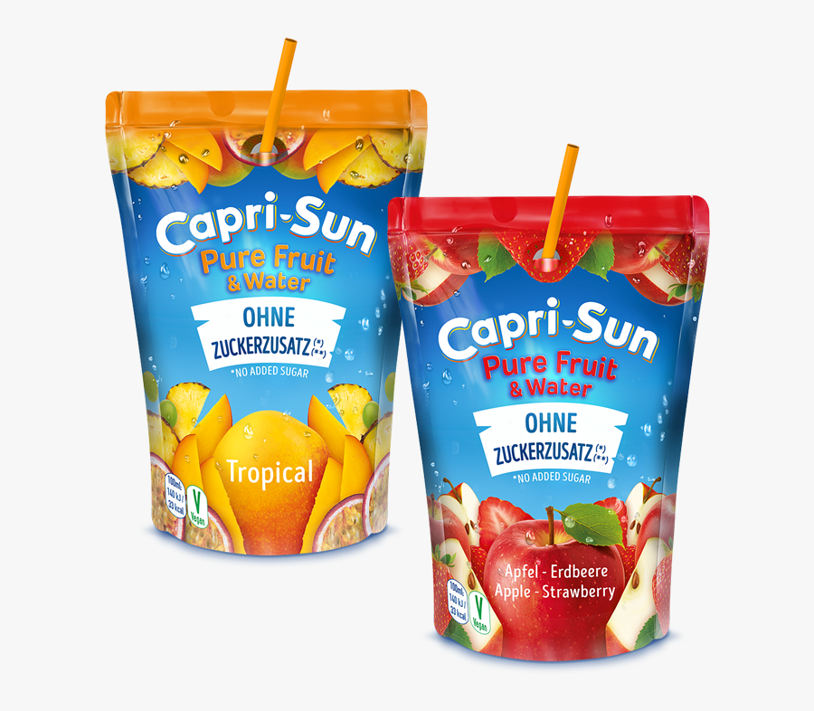 Capri Sun Pure Fruit & Water Tropical And Apple Strawberry - Capri Sun Apple And Strawberry, Transparent Clipart