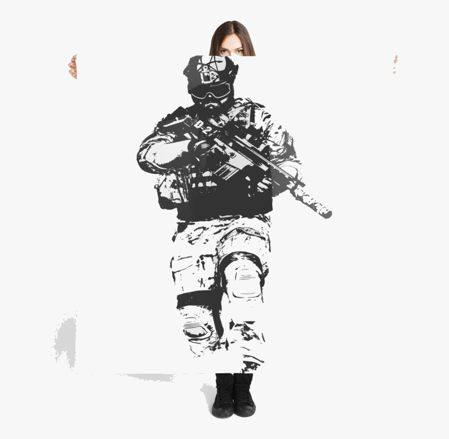 Soldier Us Clipart Scarf Transparent Png - Drawing Clipart Gun Soldier, Transparent Clipart