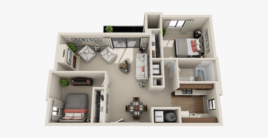 C Floor Plan At Cherry Creek Apartments In Riverdale, - Floor Plan, Transparent Clipart