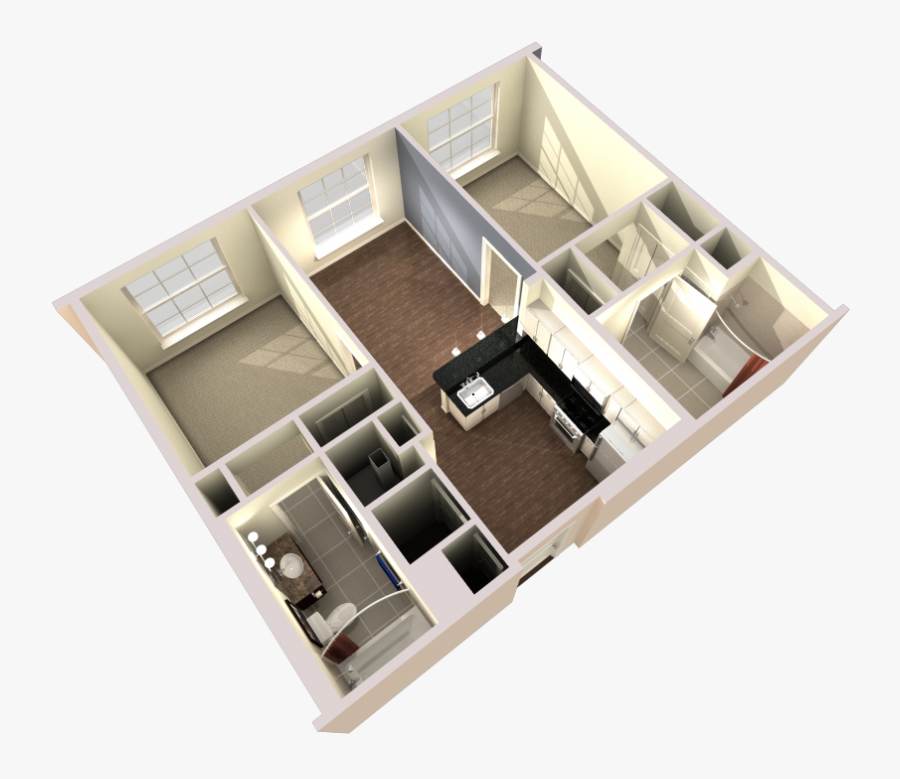 2 Bedroom 2 Bathroom Floor Plan, Transparent Clipart