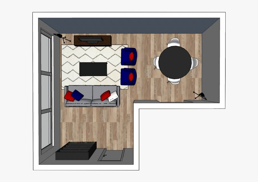 L Shaped Living Room Floor Plan, Transparent Clipart