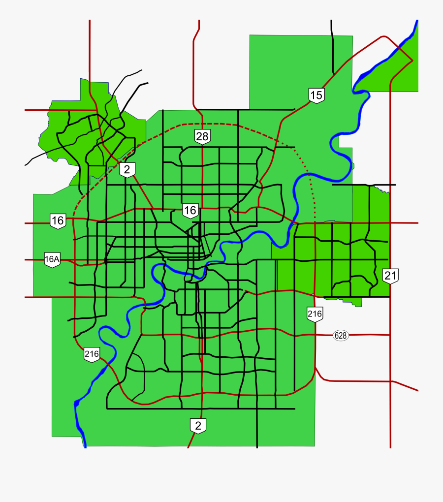 Vector Roads City - Edmonton Map Svg, Transparent Clipart