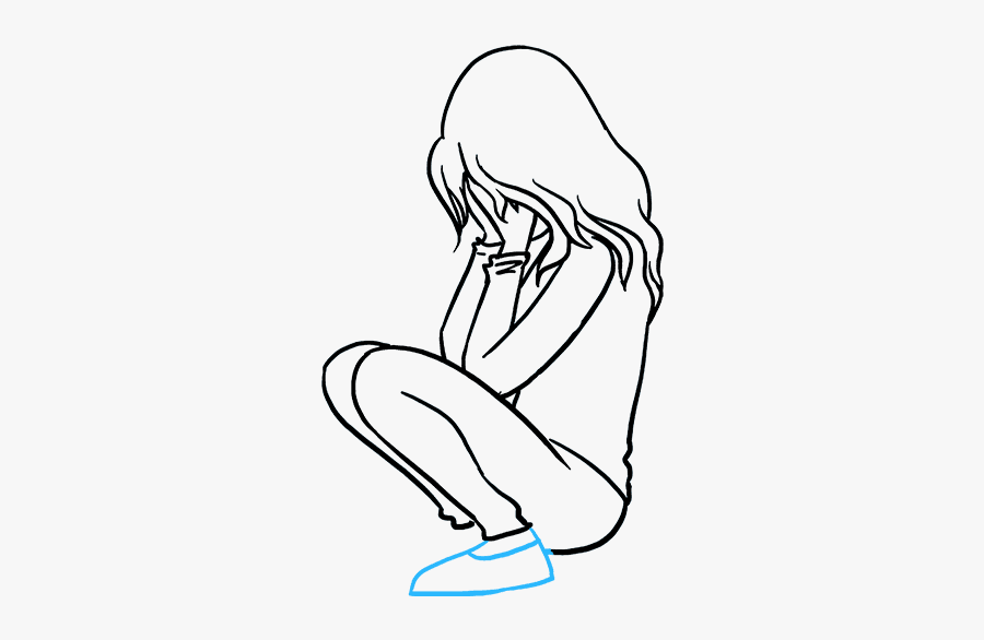 How To Draw Sad Girl Crying - Draw A Sad Girl, Transparent Clipart