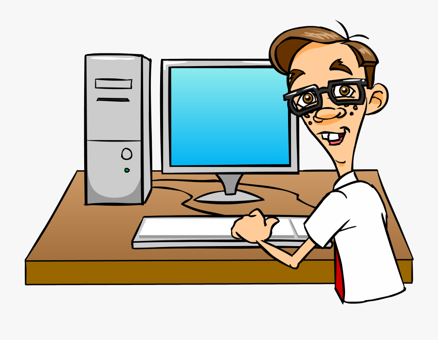 Microsoft Clipart Windows Computer - Cartoon Nerd On Computer, Transparent Clipart