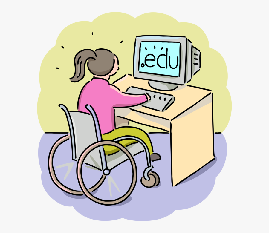 Classroom Vector Classmate - Girl Handicapped Using Pc Clipart, Transparent Clipart