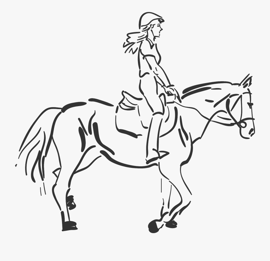 Girl Horseback Riding Drawing, Transparent Clipart