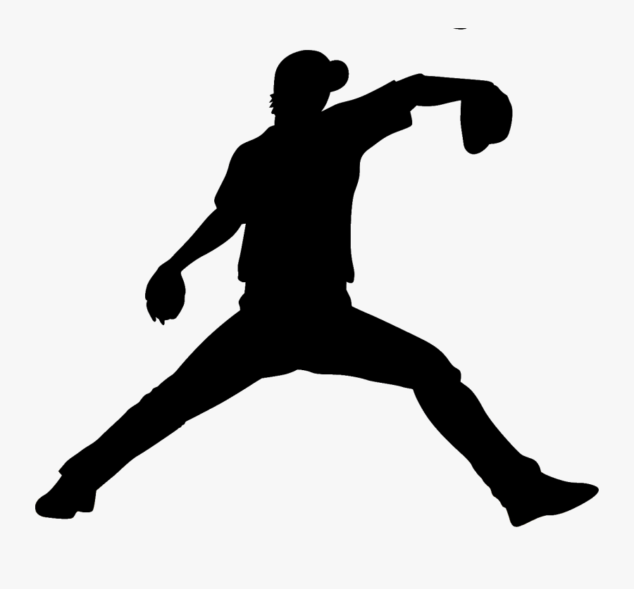 Baseball Player Batting Pitcher - Baseball Player Silhouette Pitcher, Transparent Clipart