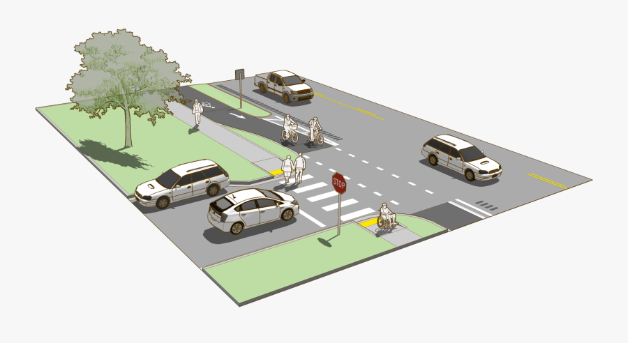 Path Clipart City Road - Separated Bike Lane Design, Transparent Clipart