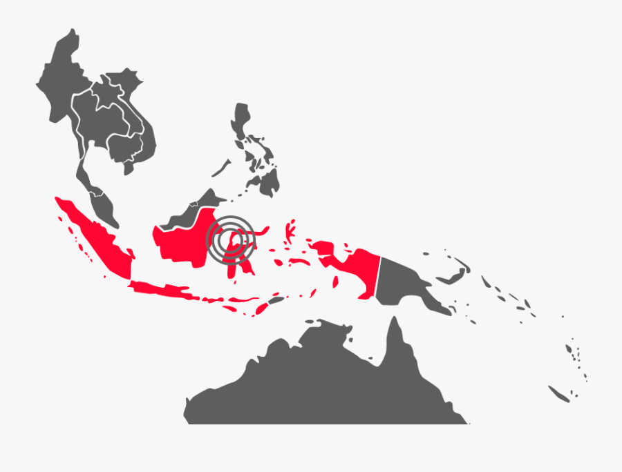 Transparent Indonesia Map Png - South East Asia And Australia, Transparent Clipart