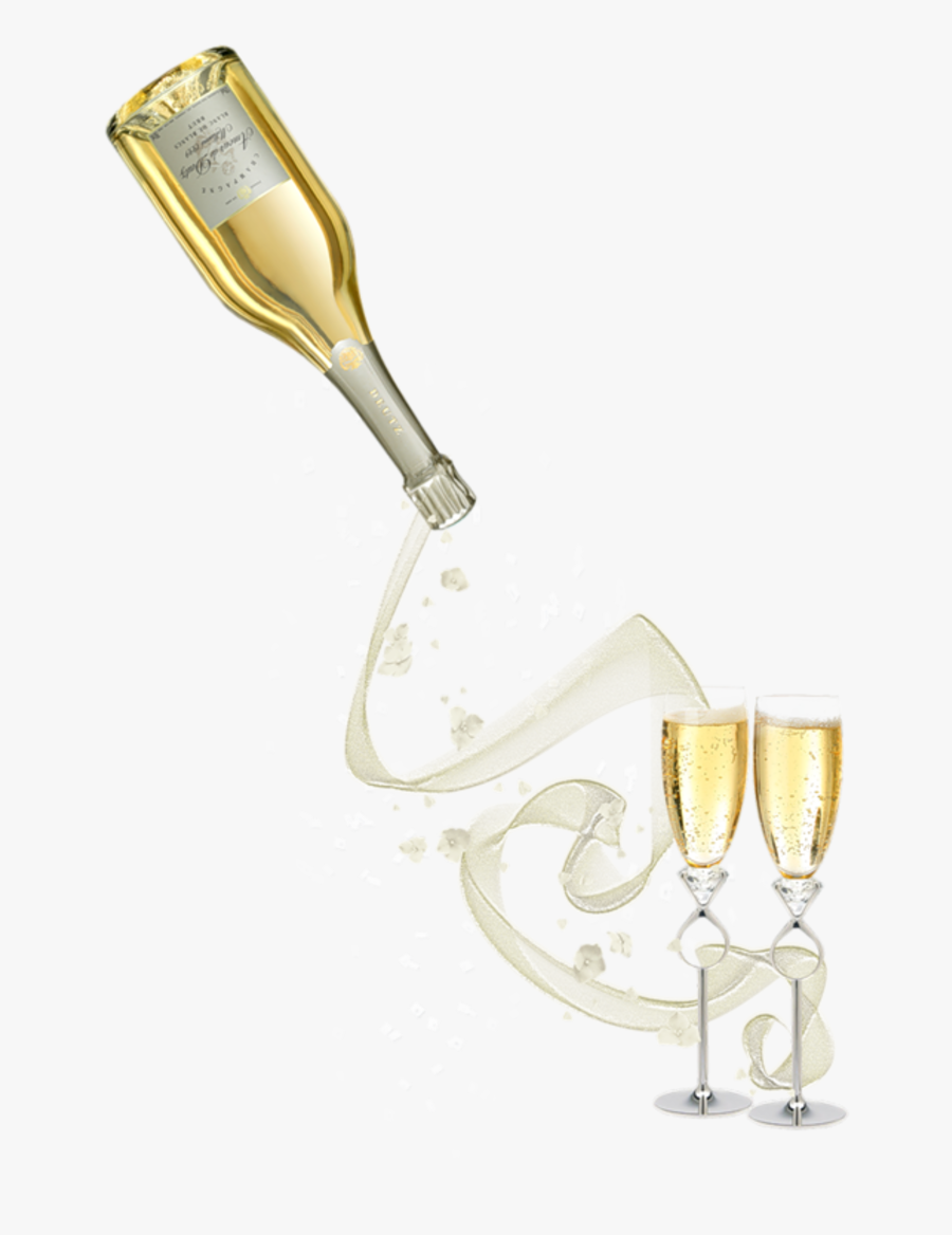 Prosecco Champagne Wine Beer Bottle - Champagne Glasses Clipart Png, Transparent Clipart