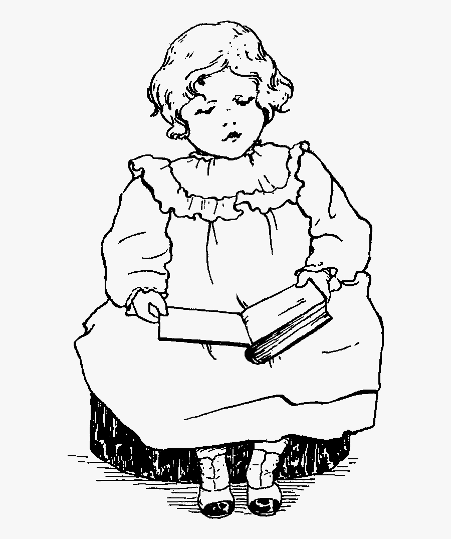 Girl Reading Image - Girl Reading A Book Printable, Transparent Clipart