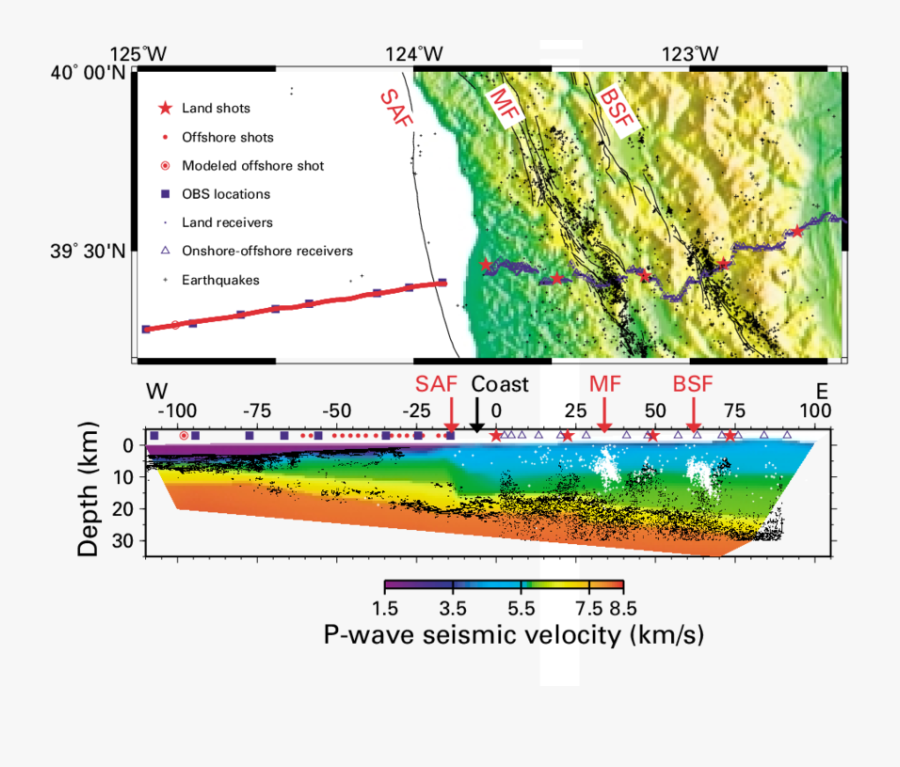 Seismic Velocityreflectivity Cross Section Across The - San Andreas Fault Cross Section, Transparent Clipart