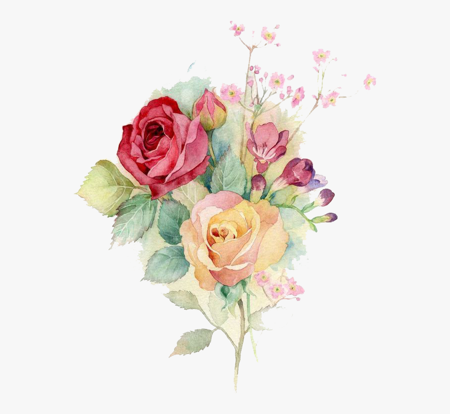 Bouquet Vector Watercolor Clipart Download - Watercolor Roses Bouquet Png, Transparent Clipart