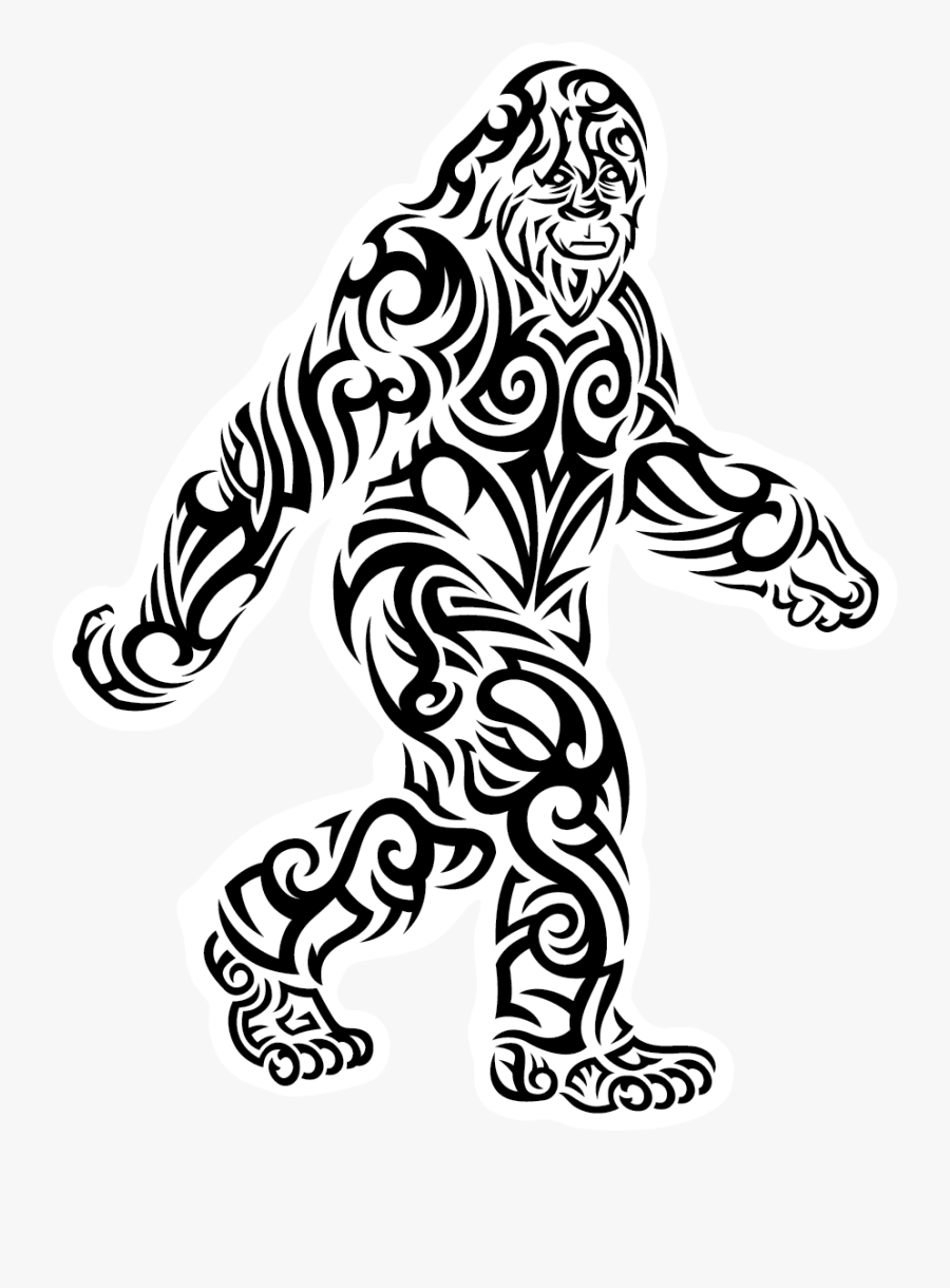 Bigfoot Black And White, Transparent Clipart