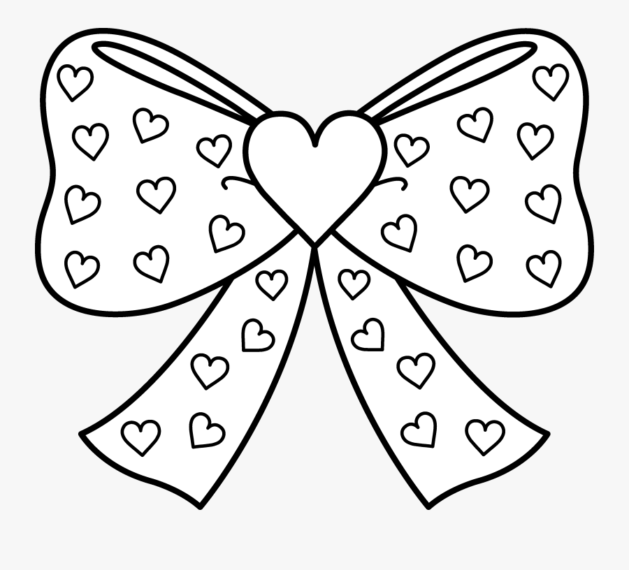 Bow With Hearts Coloring Page - Printable Jojo Siwa Coloring Page, Transparent Clipart