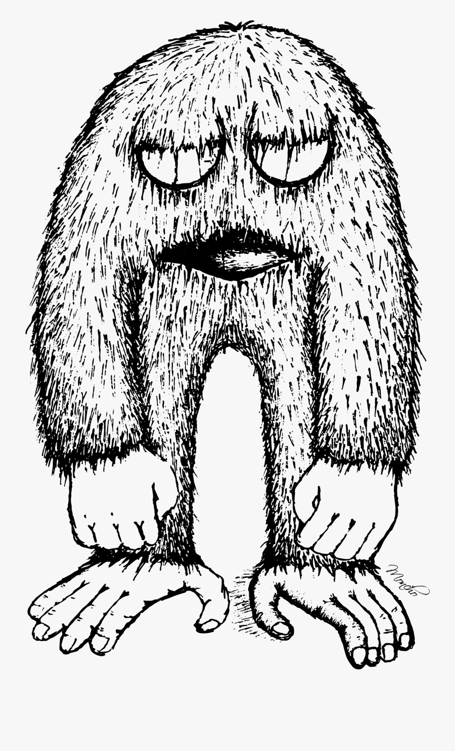 Royalty Free Stock Bigfoot Clip Art Monster - Black And White Monster, Transparent Clipart