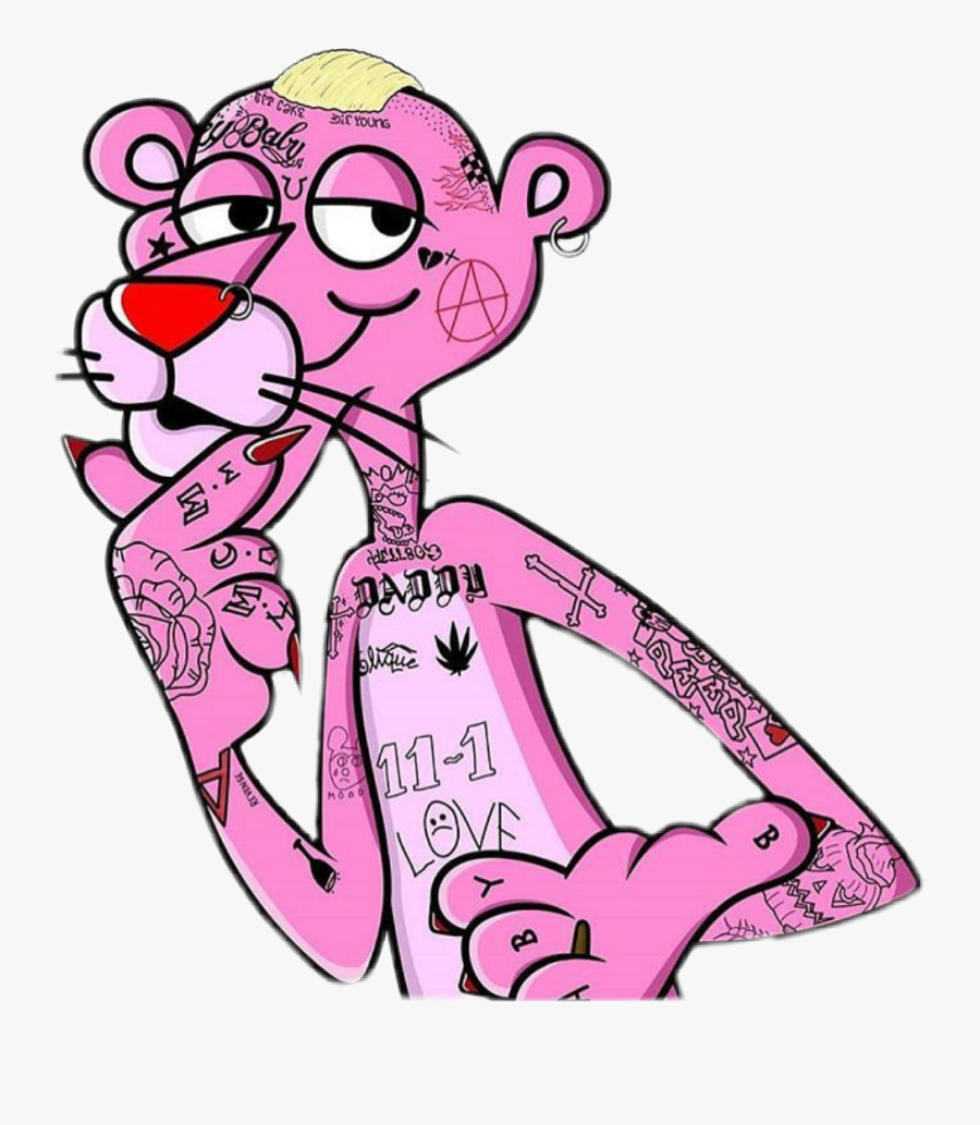 Peep Lilpeep Pinkpanther Gustav @tracytasz - Lil Peep Pink Panther Tattoo, Transparent Clipart