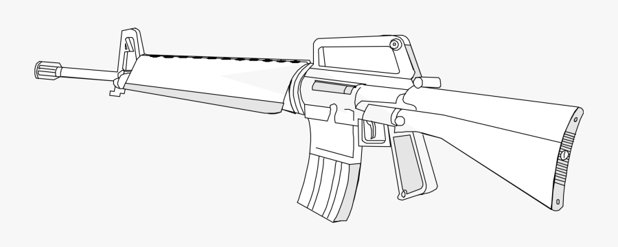 Transparent Rifle Clipart - M 16 Rifle Drawing, Transparent Clipart