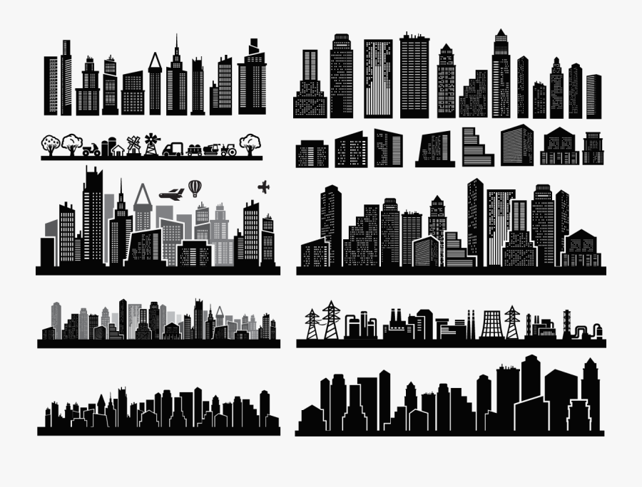 City Skyscrapers Silhouette Set 05 Png - Skyscrapers Silhouette, Transparent Clipart