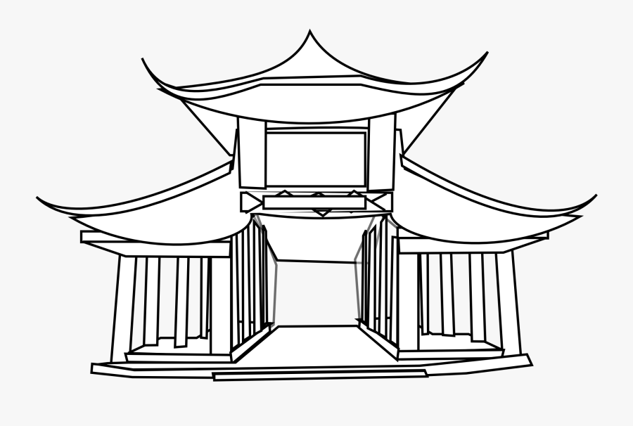 Collection Of Free Temple Drawing Simple Download On - Chinese House Clipart Black And White, Transparent Clipart