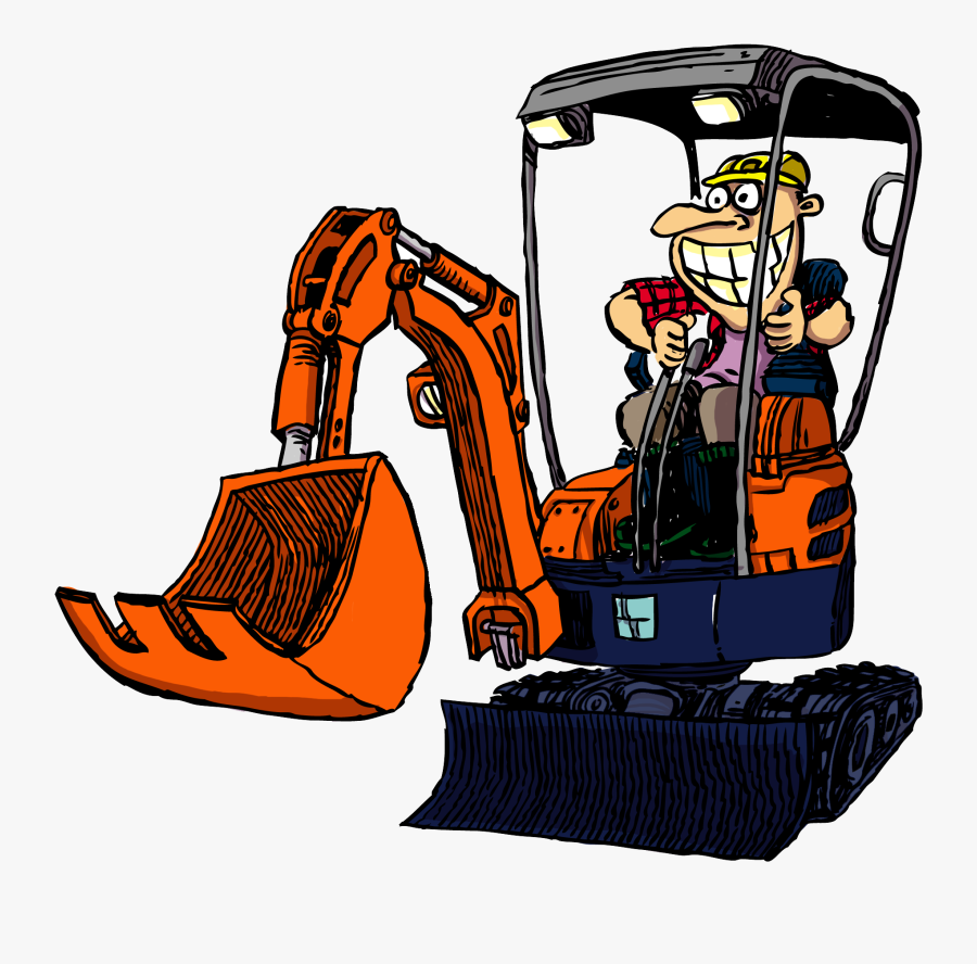 Cartoon Excavator Operator Clipart , Png Download - Cartoon Mini Excavator, Transparent Clipart