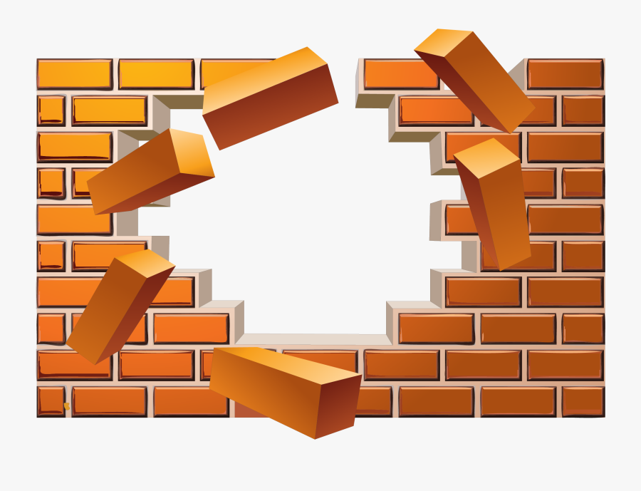 Broken Wall Effect Euclidean Vector Brick Clipart - Broken Brick Wall Illustration, Transparent Clipart