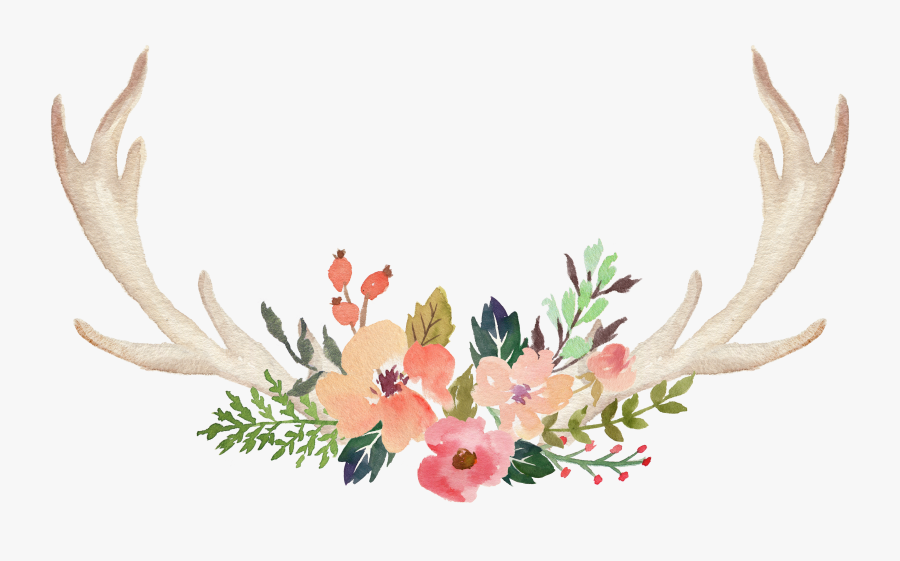 Download Excelent Rustic Deer Antlers And Florals Transparent Free Transparent Clipart Clipartkey
