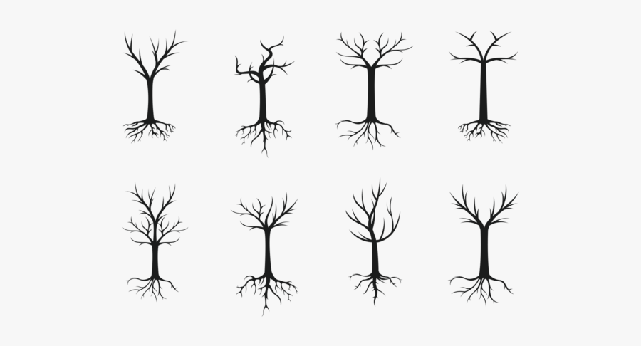 Tree With Roots Silhouette Vector - Silhouette Roots Png, Transparent Clipart