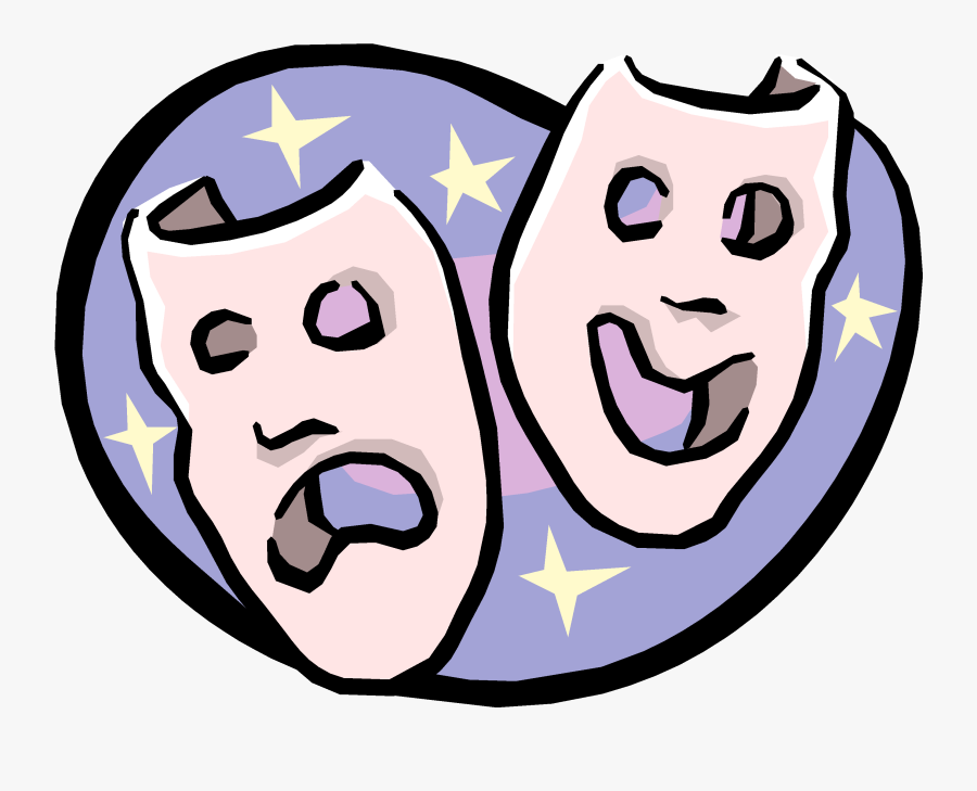 Cartoon Theatre Masks Transparent - Drama Masks, Transparent Clipart