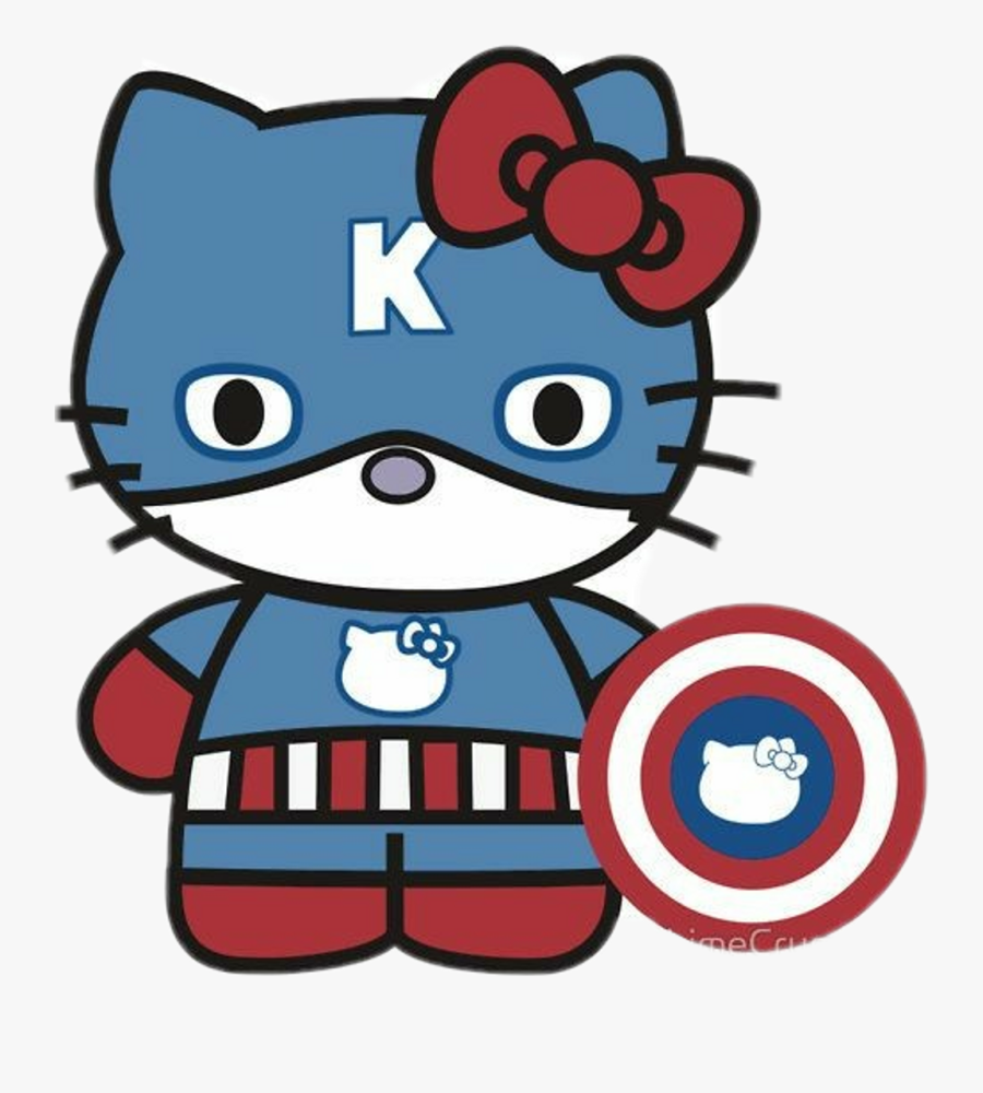 #hellokitty Captain America - Hello Kitty In America Png, Transparent Clipart