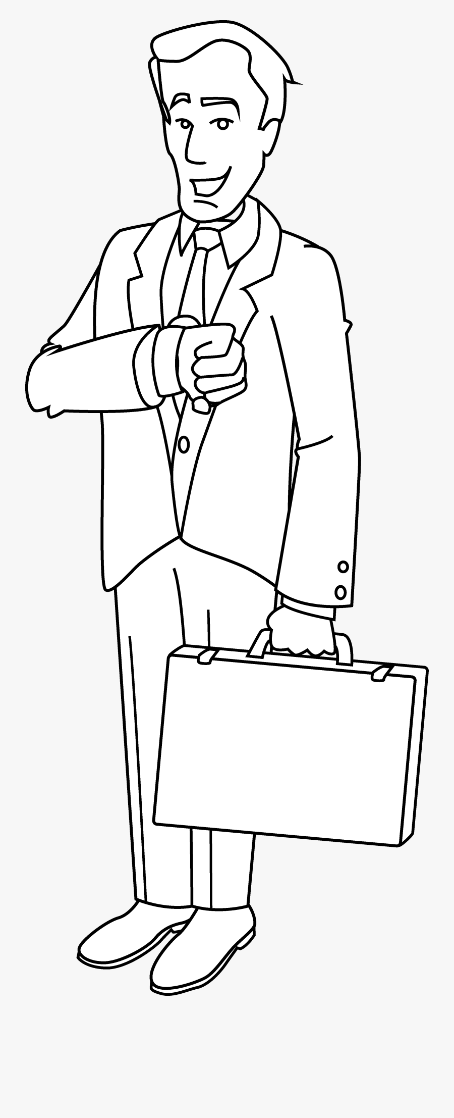 Businessman Coloring Page Free Clip Art - Business Man Line Art, Transparent Clipart