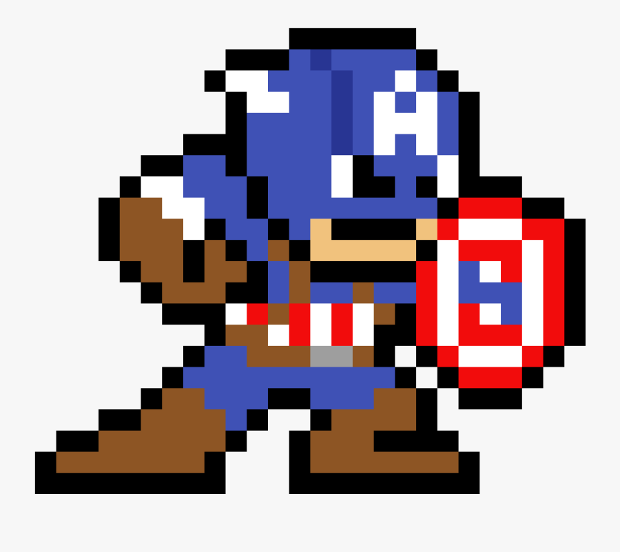 Captain America Clipart , Png Download - Pixel Art Captain America, Transparent Clipart