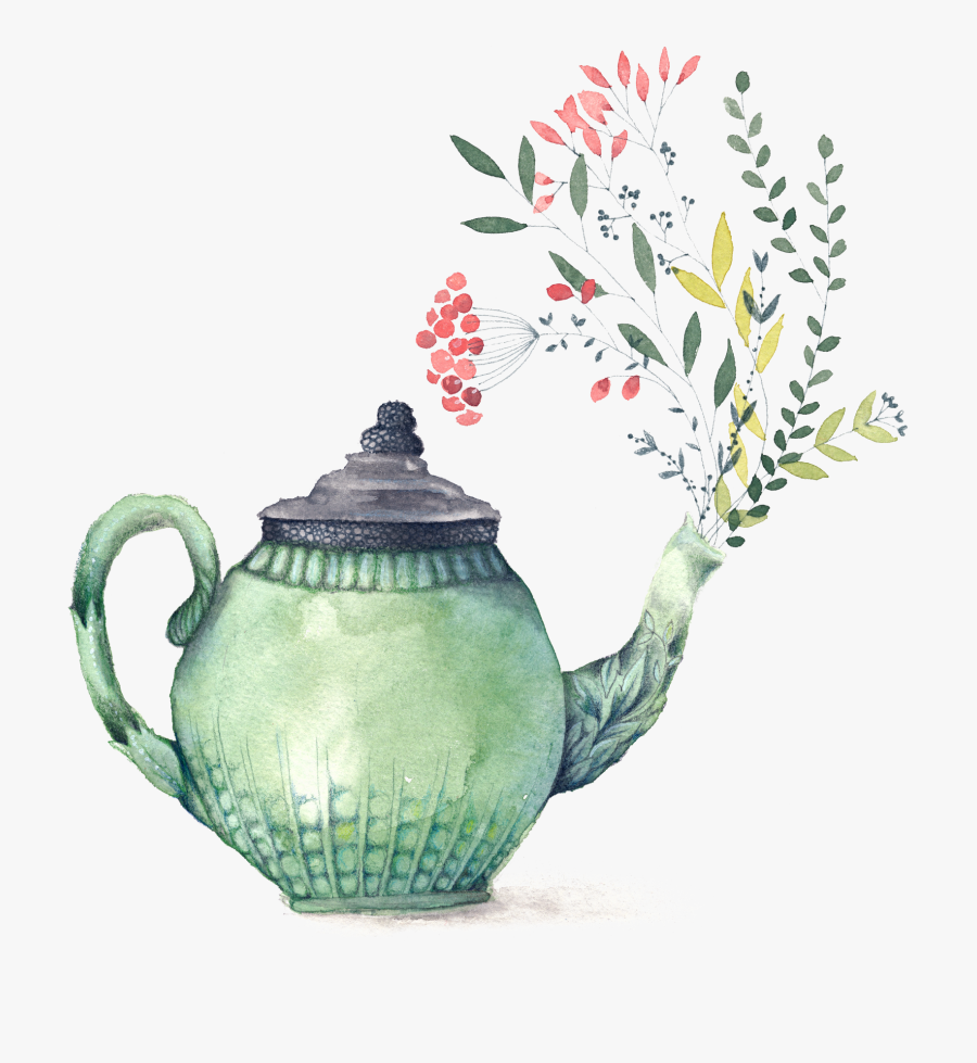 Watercolor Teapot, Transparent Clipart