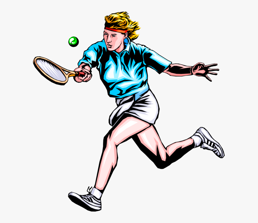 Vector Illustration Of Tennis Player Hits The Ball - Sports Players Vector Png, Transparent Clipart