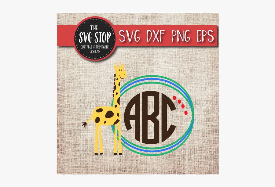 Free Giraffe Monogram Frame Crafter File - Svg Reindeer Names Head, Transparent Clipart