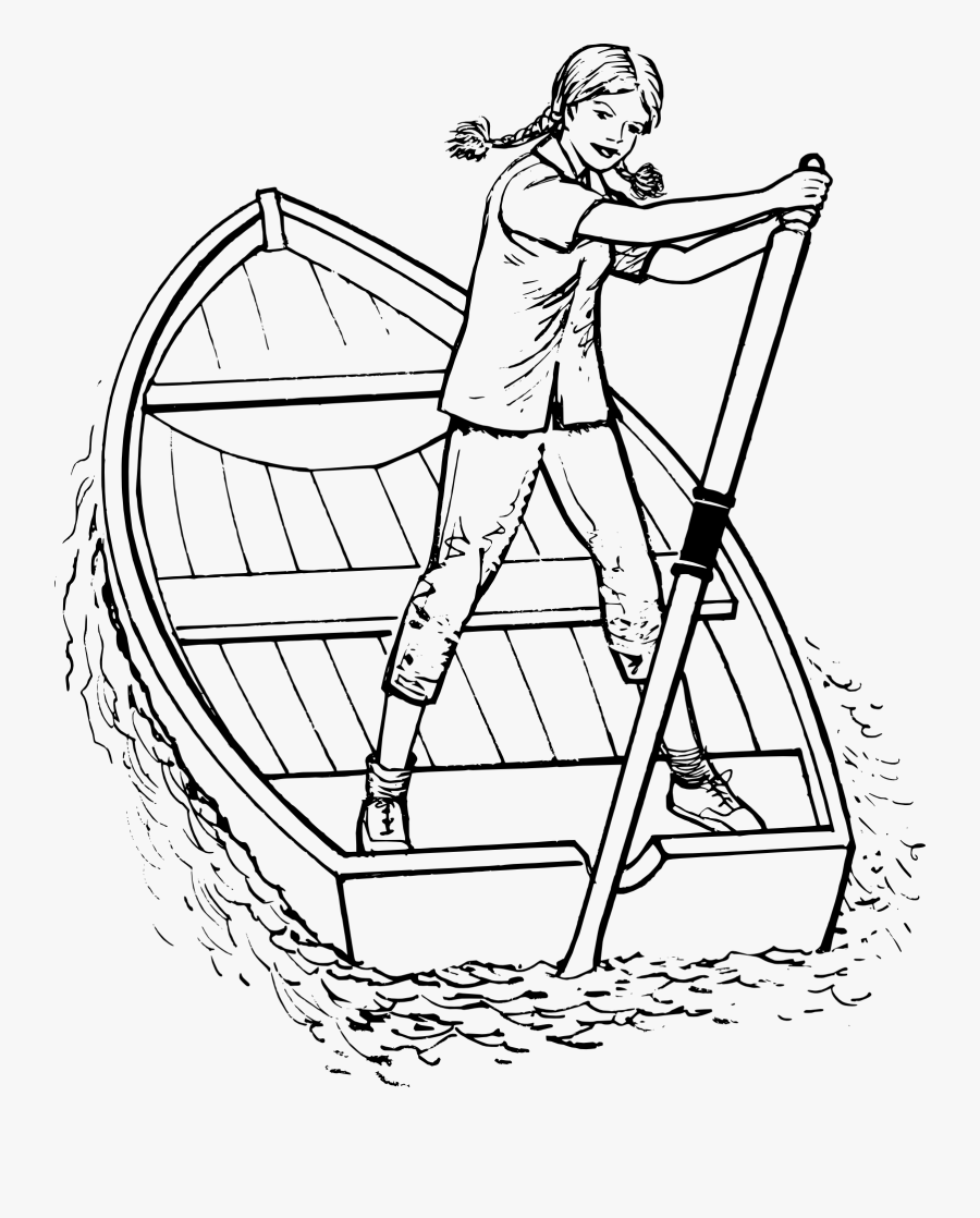 Row Boat Rowing Paddle - Row Boat Drawing, Transparent Clipart