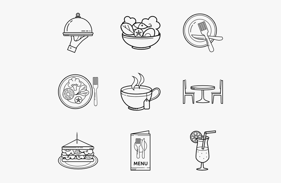 Essential Set - Hand Drawn Restaurant Icon, Transparent Clipart