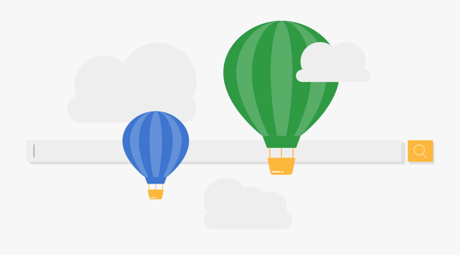 Hot Air Balloons Over A Single Search Box - Hot Air Balloon, Transparent Clipart