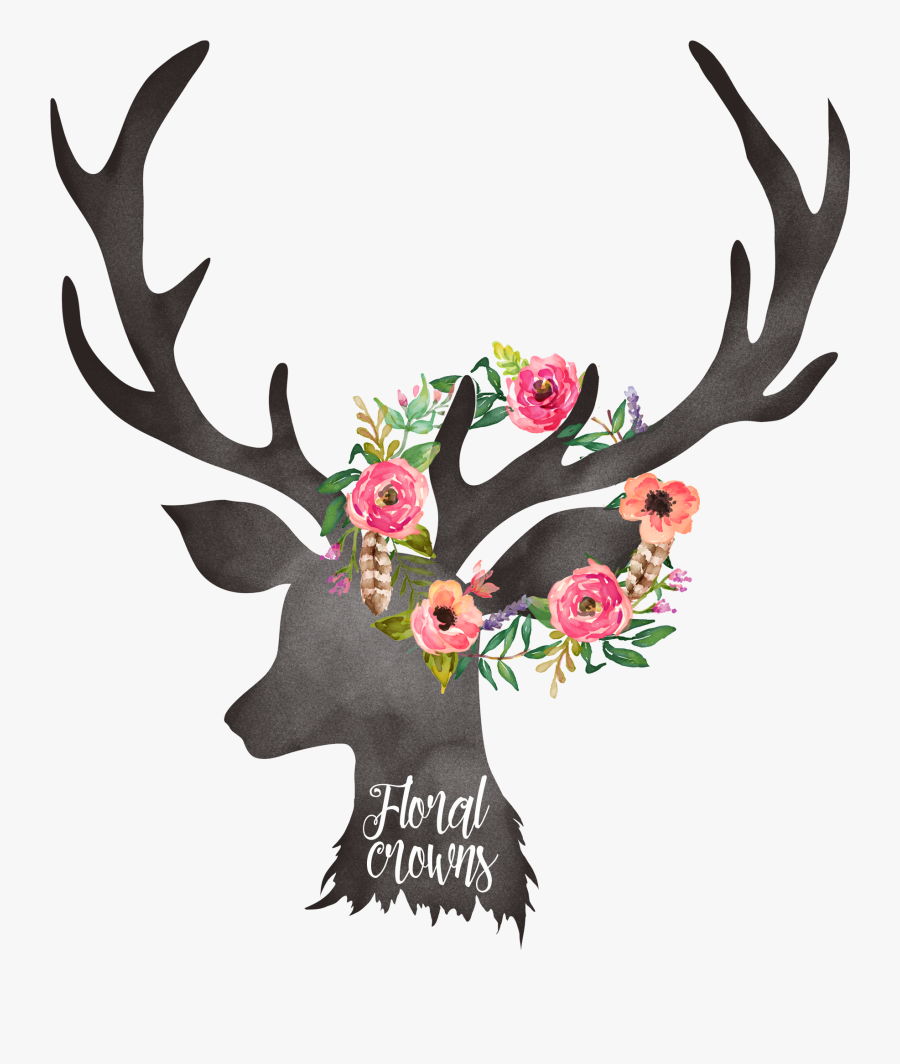 Deer Antler Floral Design - Floral Deer Antler Png, Transparent Clipart