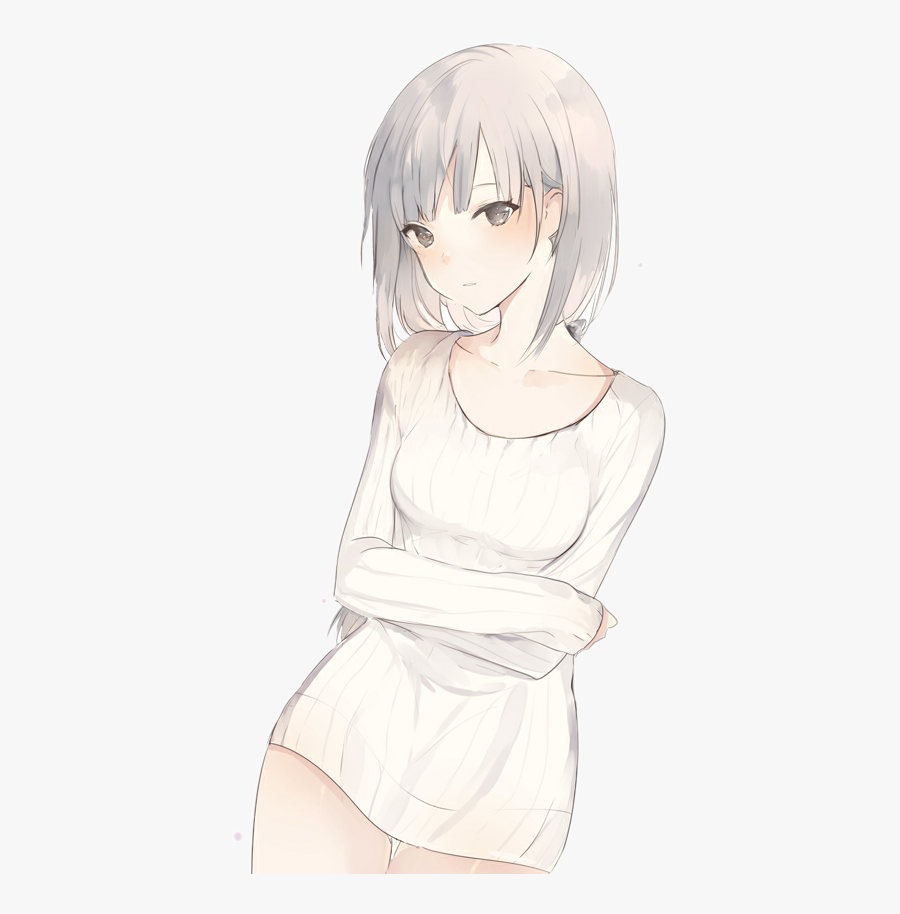Anime Hair Png - Cute Anime Girl White Hair, Transparent Clipart