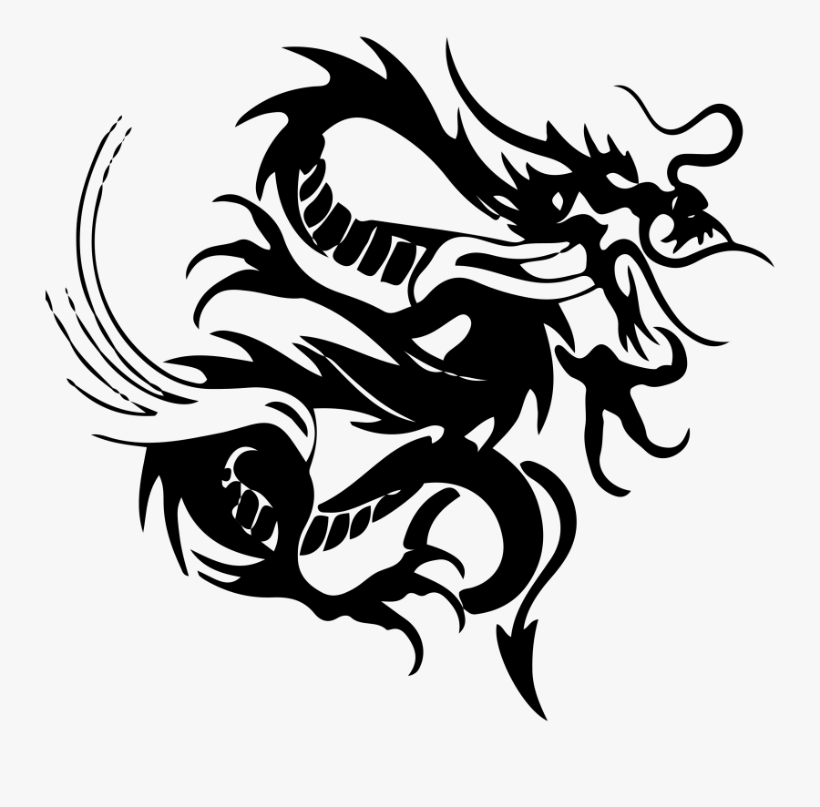 Dragon Tattoo Fantasy Clip Art - Tribal Logo Silhouette, Transparent Clipart