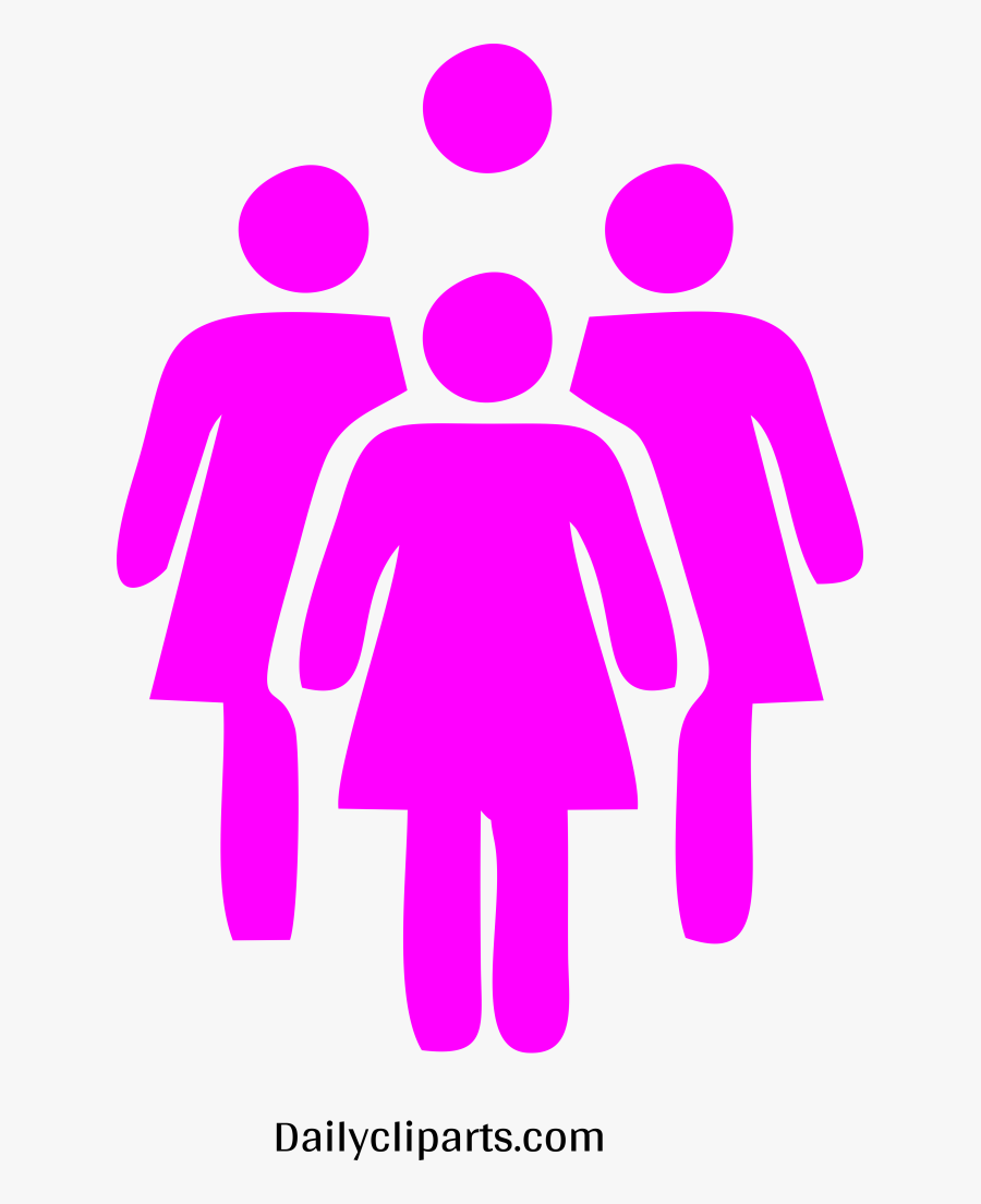 4 Females Standing Pink Colour Icon Image - Group Of Men And Group Of Women, Transparent Clipart