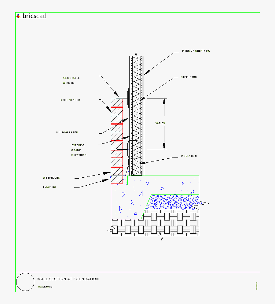 Collection Of Free Drawing - Brick Wall Section Detail , Free