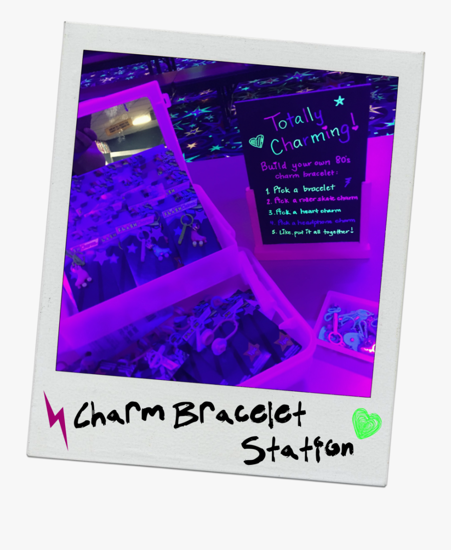 Neon 80s Rollerskating Party Charm Bracelet Station - Flyer, Transparent Clipart