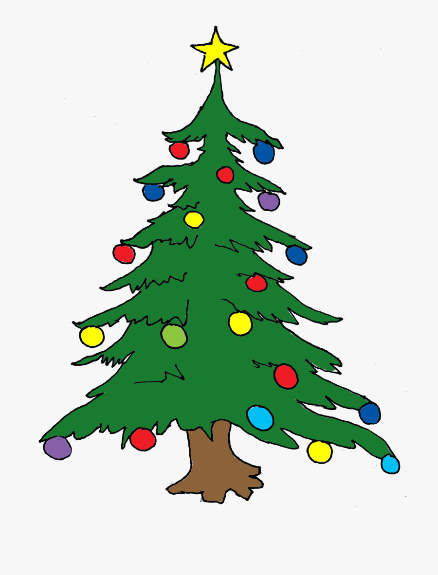 Clipart Of Santa, Oregon And Mas - Christmas Tree In Drawing, Transparent Clipart
