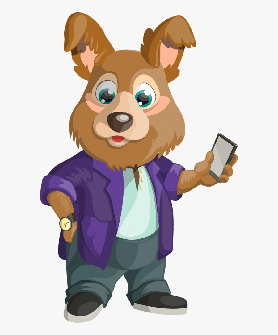 Cartoon Animals Holding Phone, Transparent Clipart