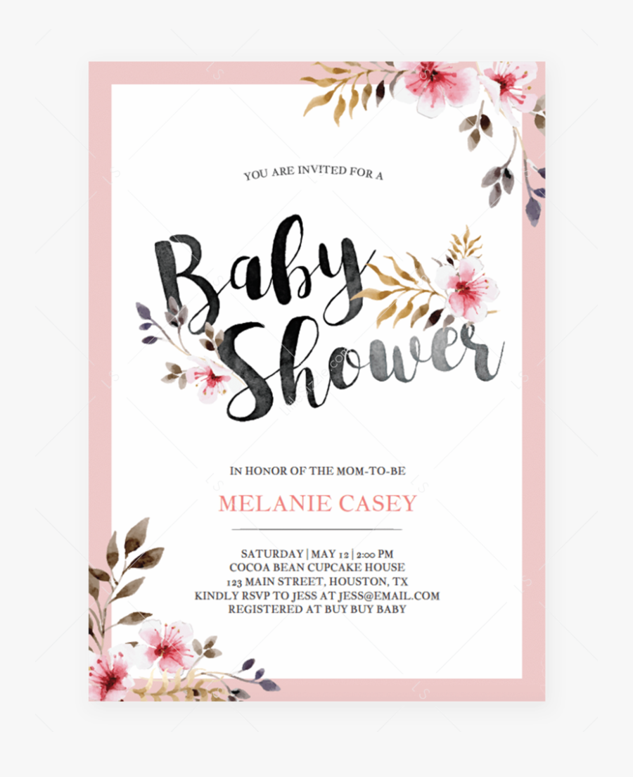 Blush And Black Baby Shower Invitation Template By - Decorate A Onesie Baby Shower Sign, Transparent Clipart