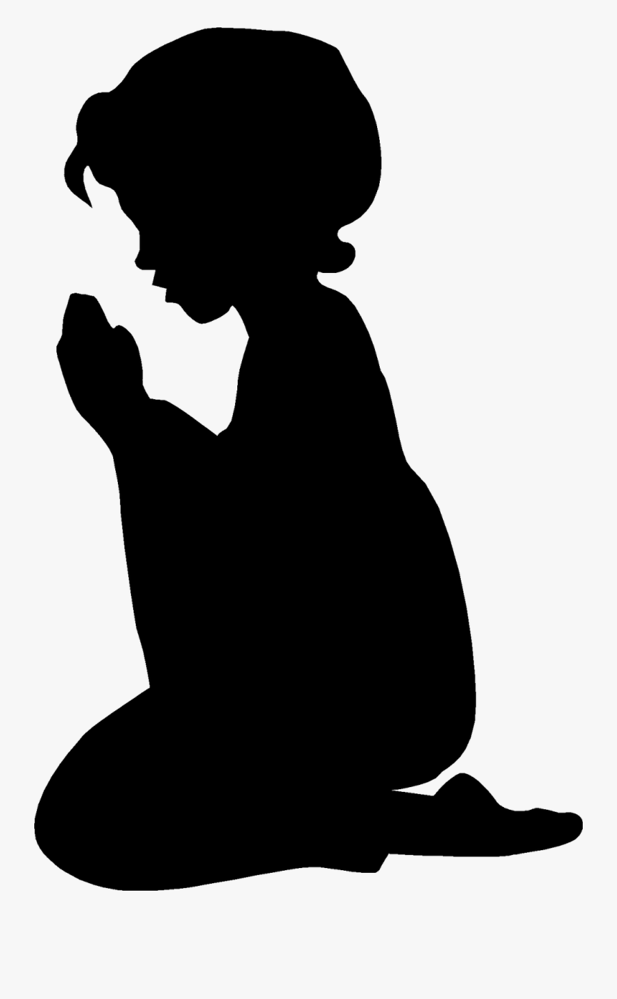 Kneeling Silhouette Clip Art - Child Praying, Transparent Clipart